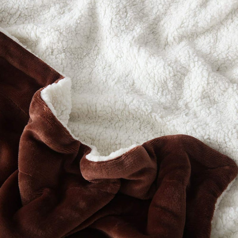 NANPIPER Fleece Throw Blanket Reversible Sherpa Flannel Blanket Super Soft Fuzzy Plush Microfiber (90"x90" Brown) Queen - Image 5